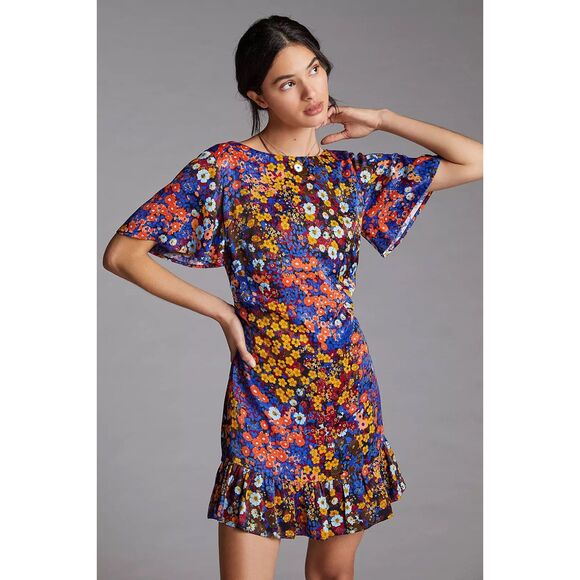 Anthropologie Dresses & Skirts - NWT Anthropologie Women's Ruffled Satin Floral Mini Dress Size 12 $148